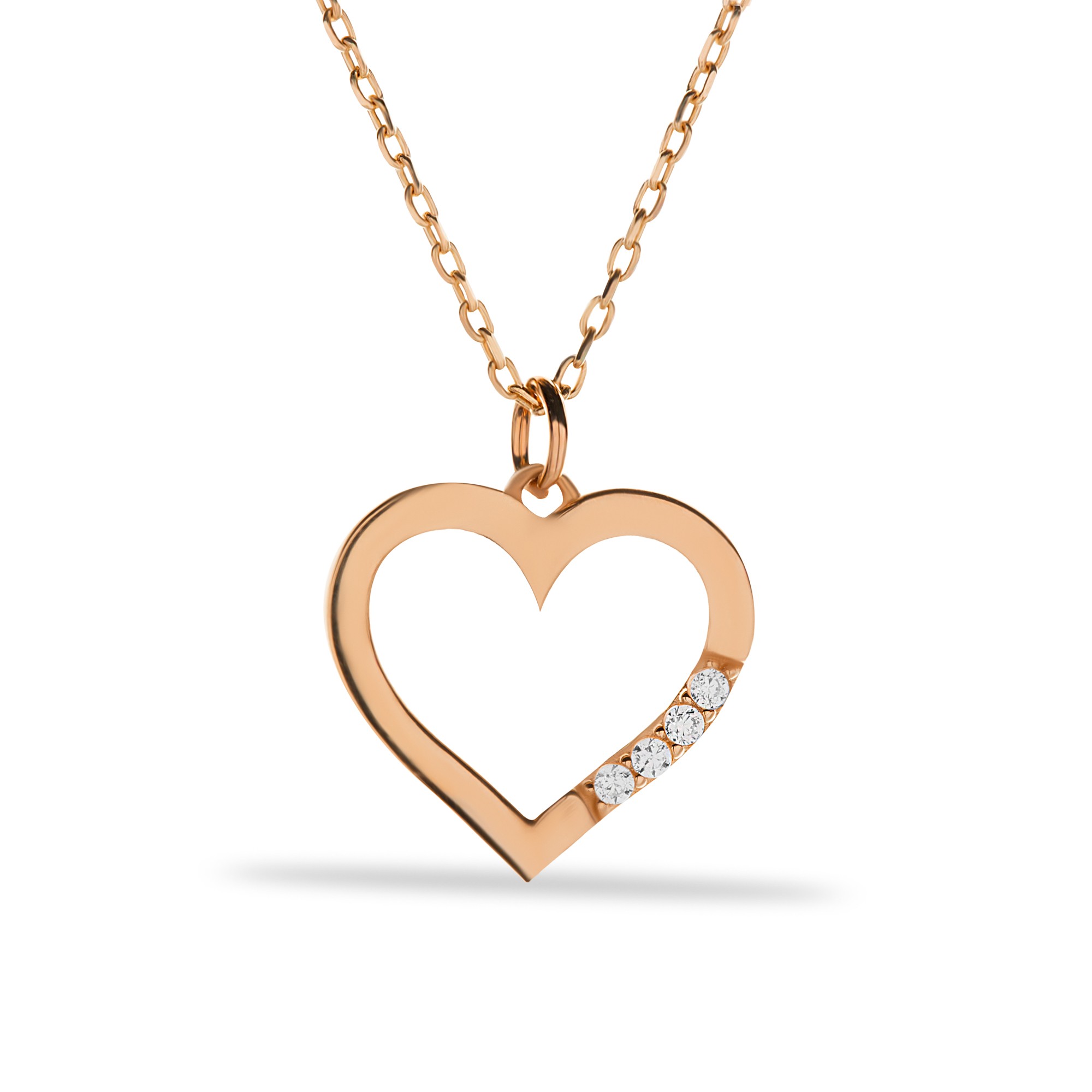 14 Carat Gold Minimal Stone Heart Necklace