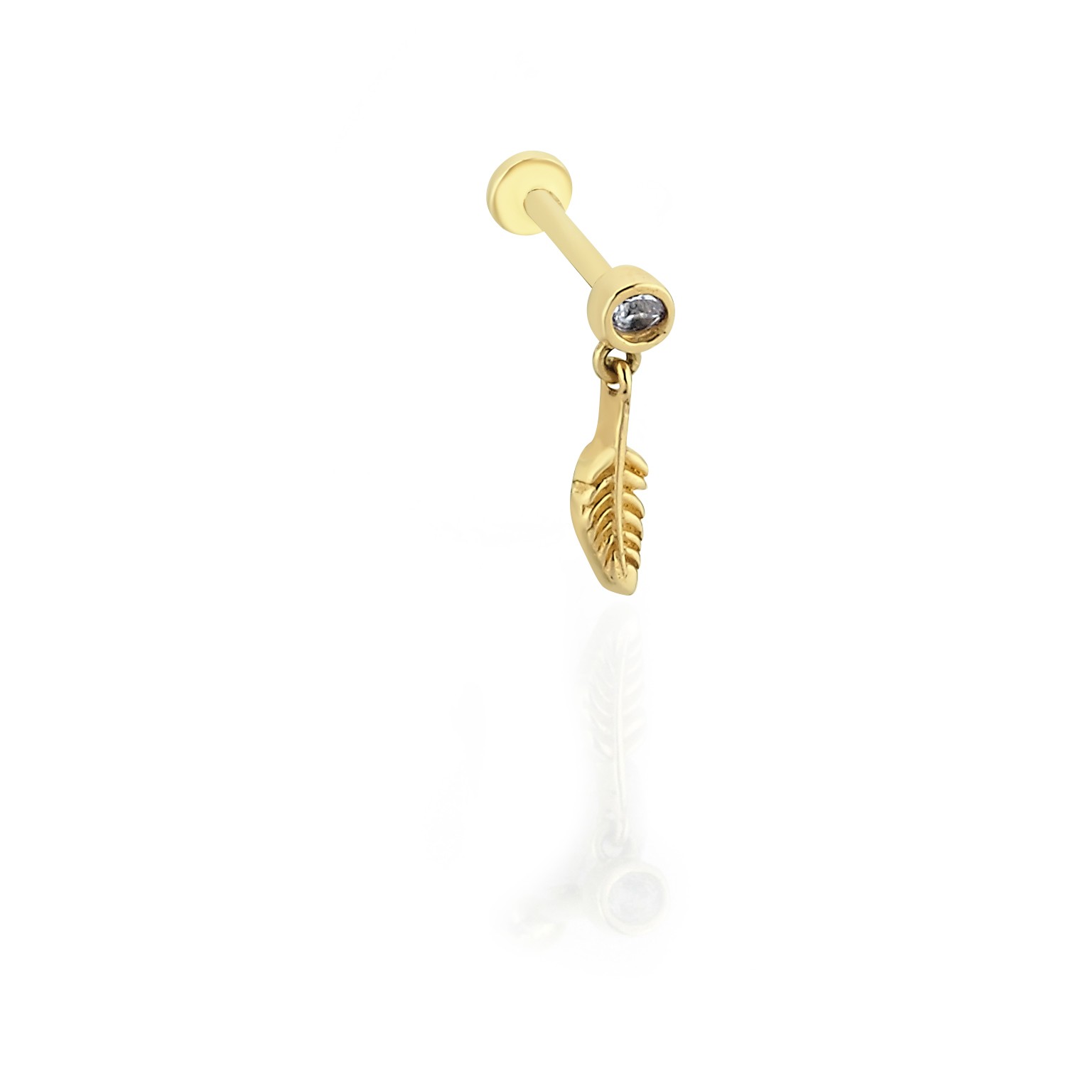 14 Carat Gold Pendant Feather Piercing