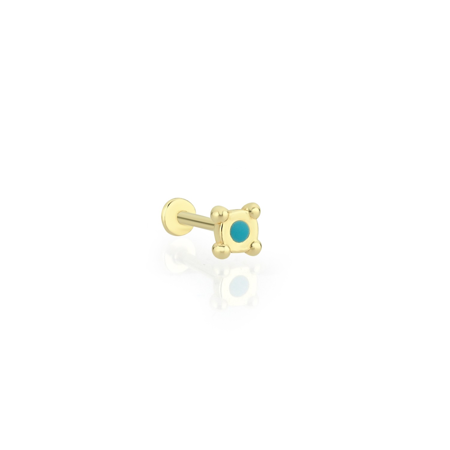 14 Carat Gold Minimal Blue Enameled Piercing