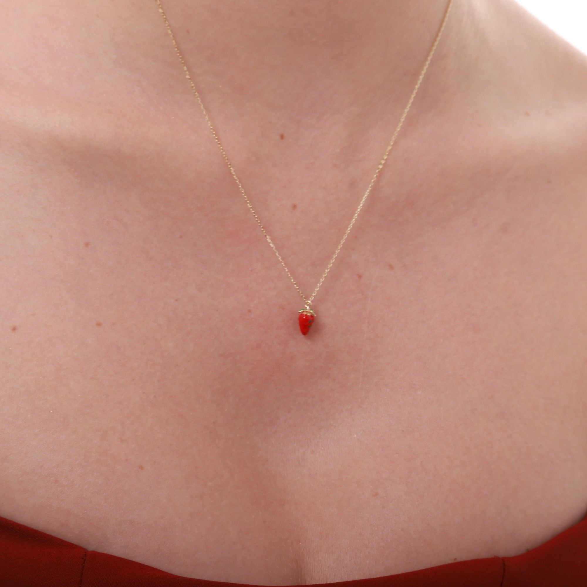 14 Carat Gold Strawberry Necklace