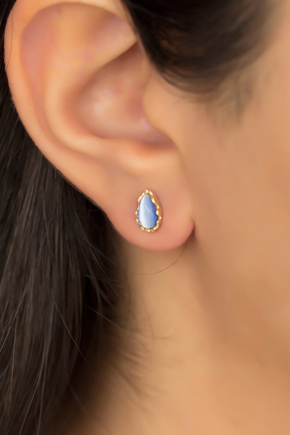 14 Carat Gold Drop Opal Stone Earrings