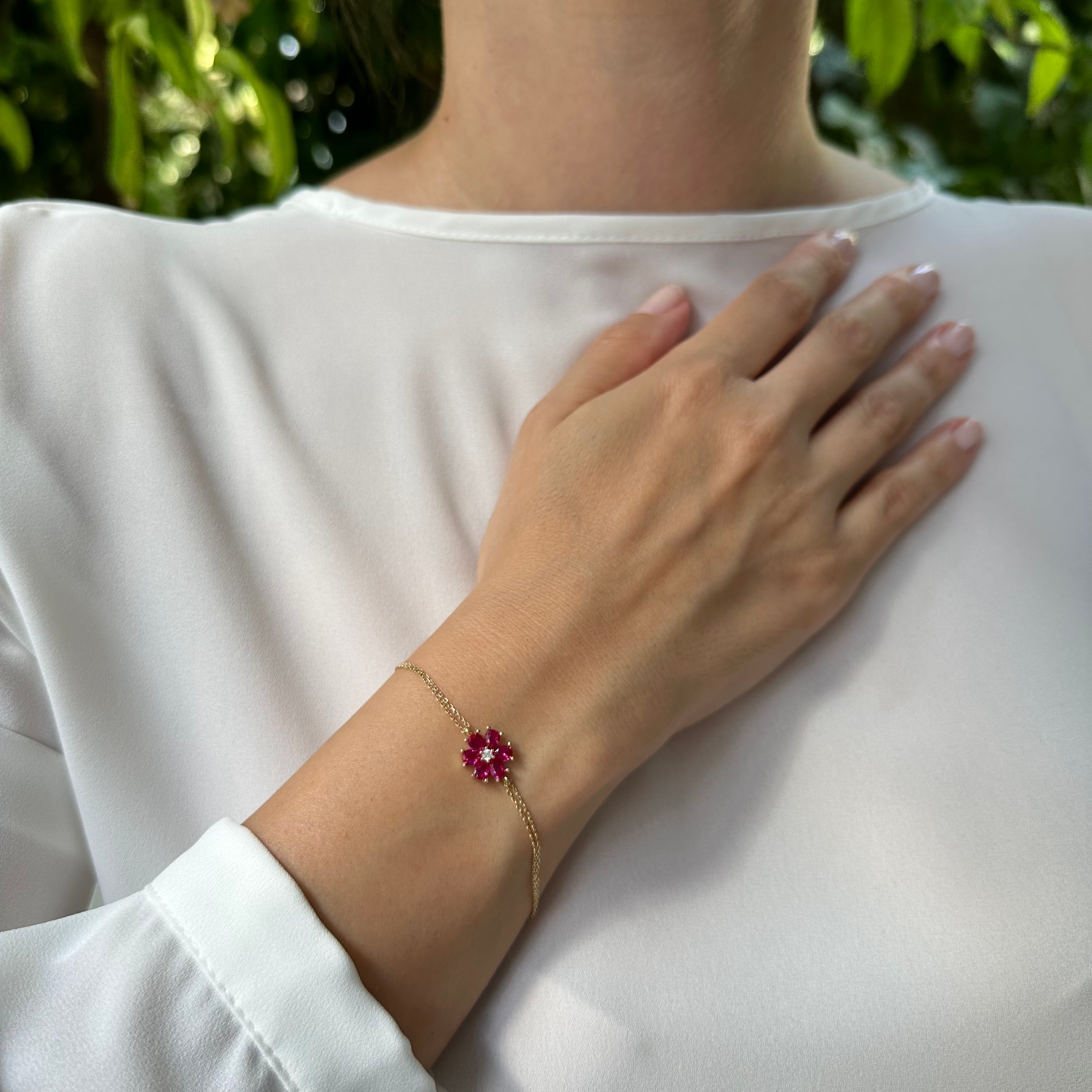 14 Carat Gold Ruby Stone Bracelet