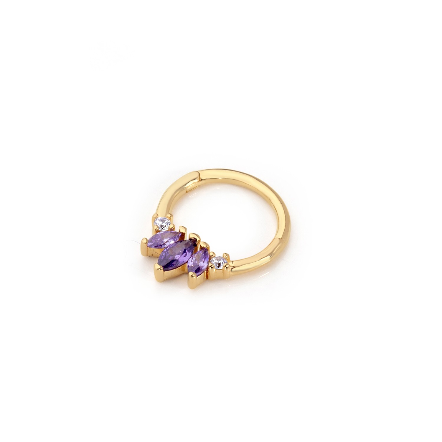 14 Carat Gold Amethyst Marquise Stone Helix Piercing