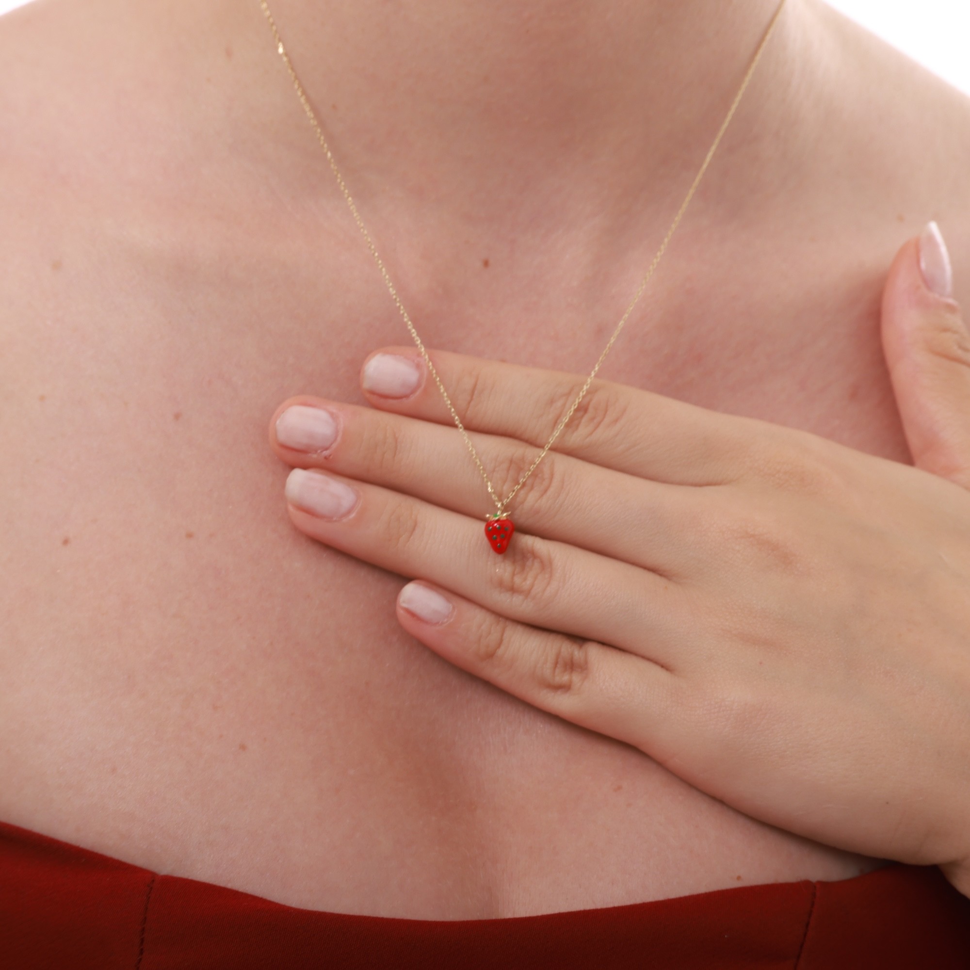 14 Carat Gold Strawberry Necklace