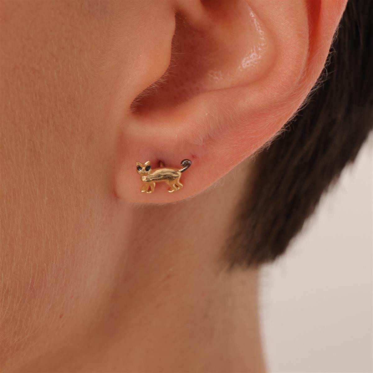 Gold Cat Earrings