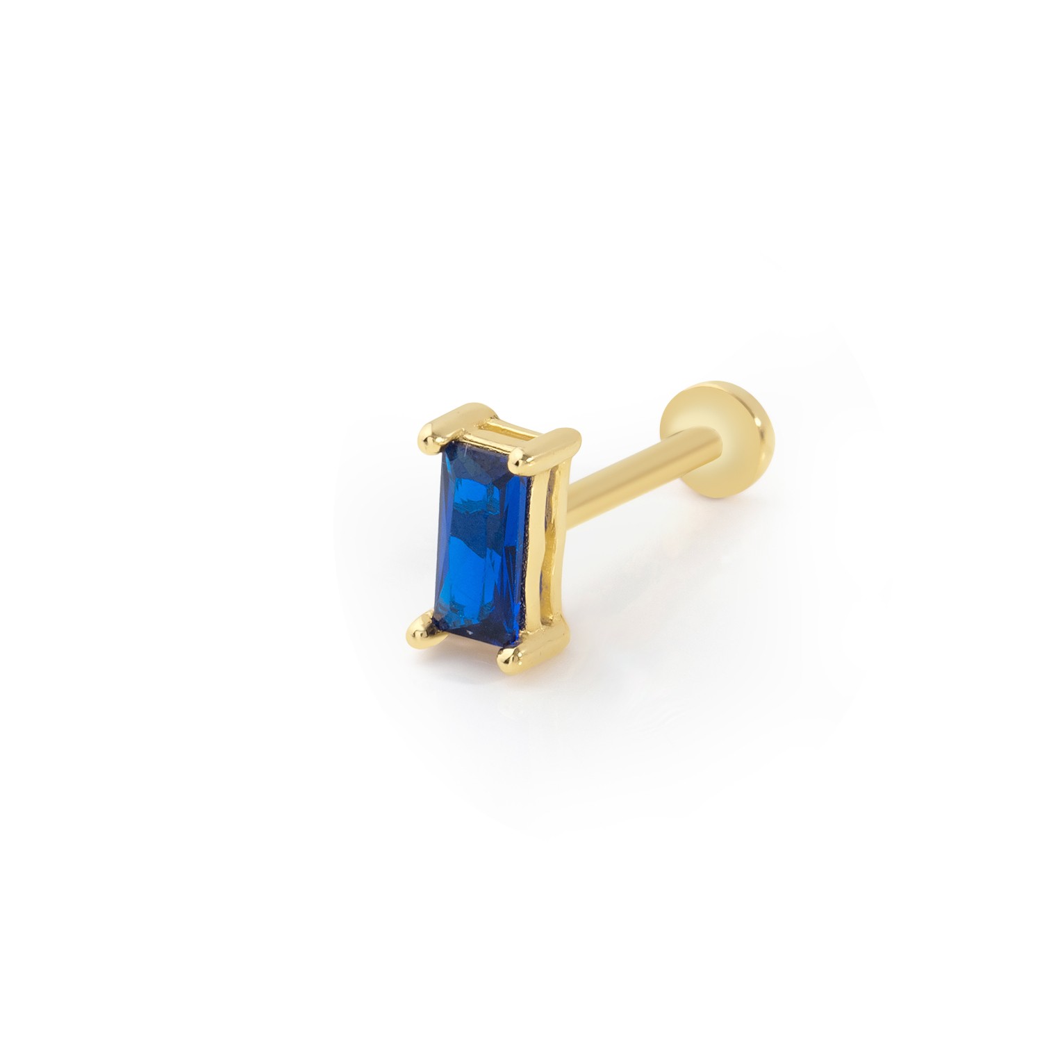 14 Carat Gold Sapphire Stone Baguette Piercing