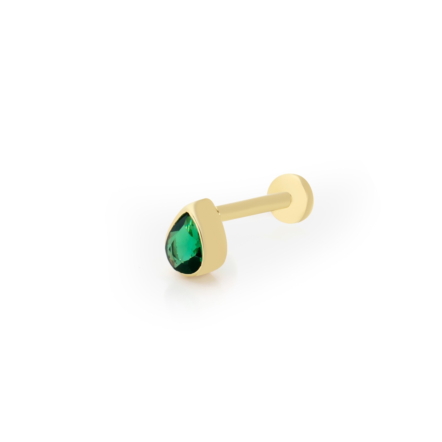 14 Carat Gold Emerald Drop Stone Piercing