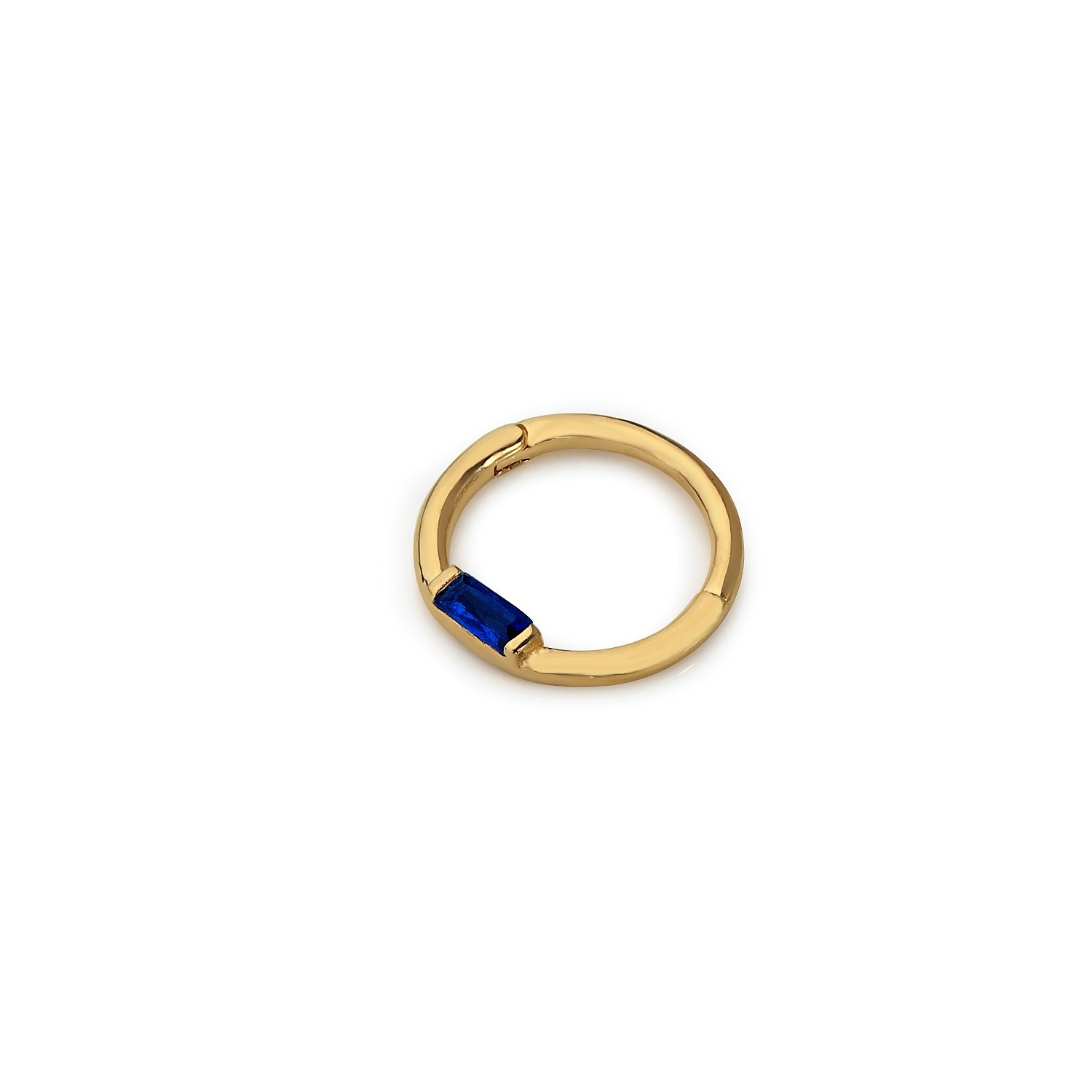 14 Carat Gold Minimal Sapphire Baguette Stone Helix Piercing