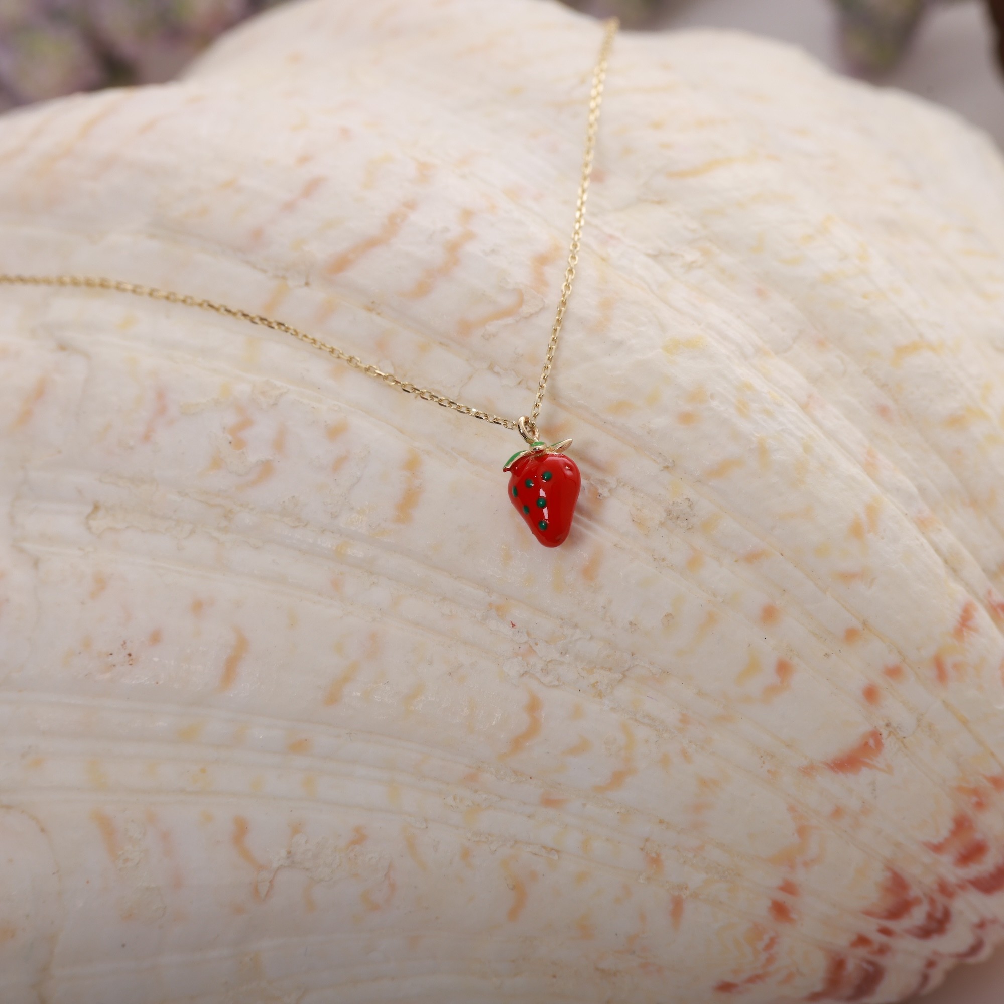 14 Carat Gold Strawberry Necklace