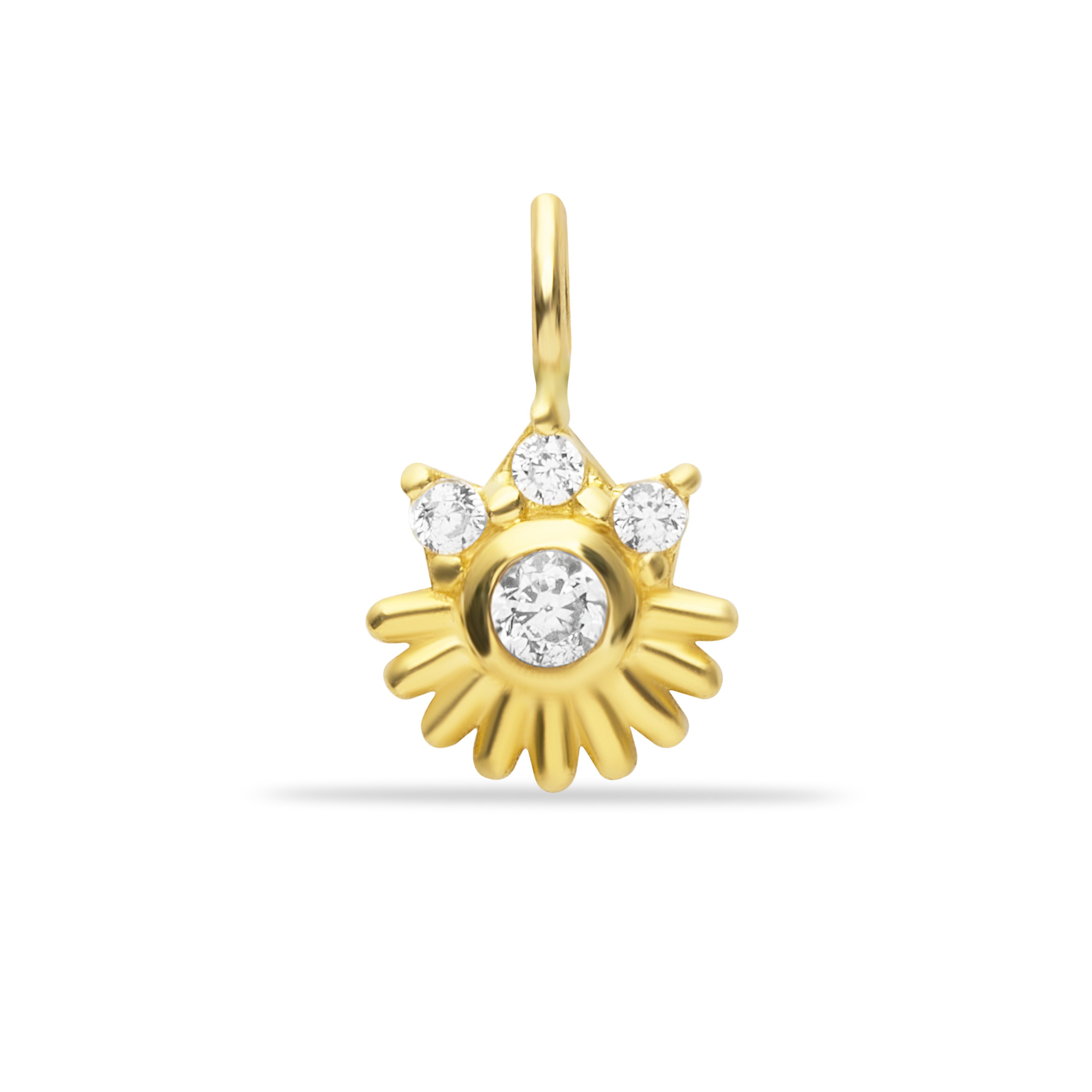 14 Carat Gold Stone Design Sun Pendant