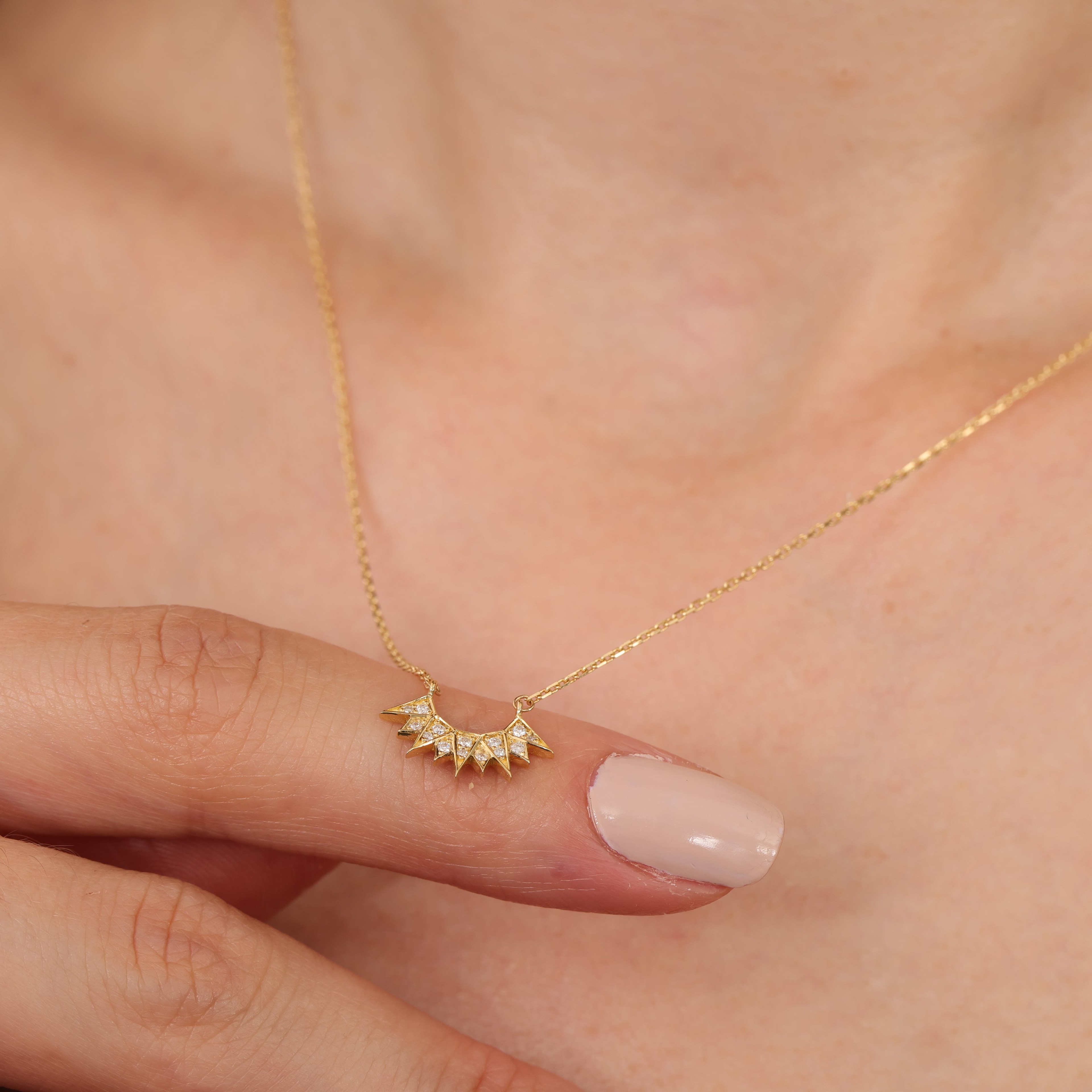 Gold Sunlight Diamond Stone Necklace