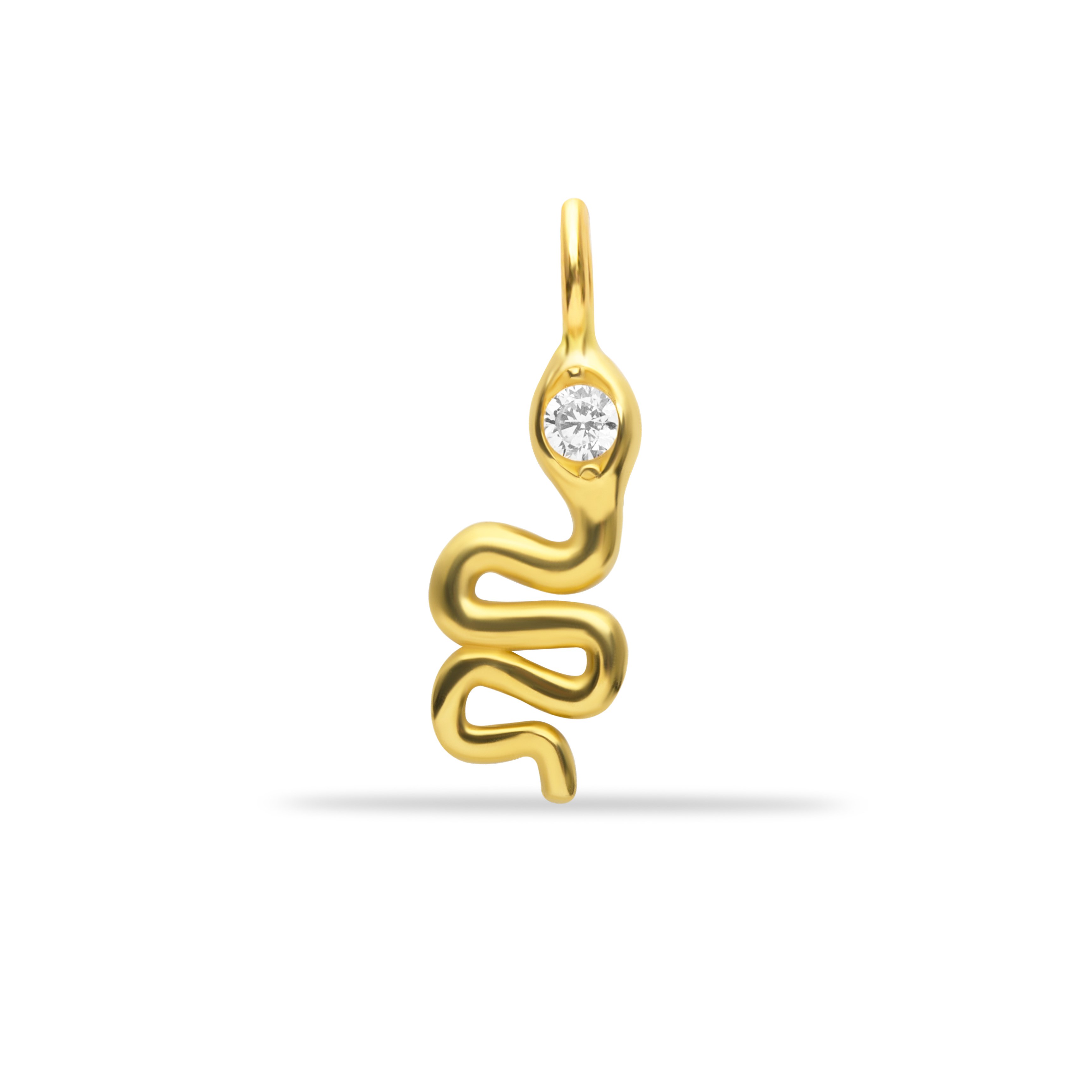 14 Carat Gold Zircon Stone Snake Pendant