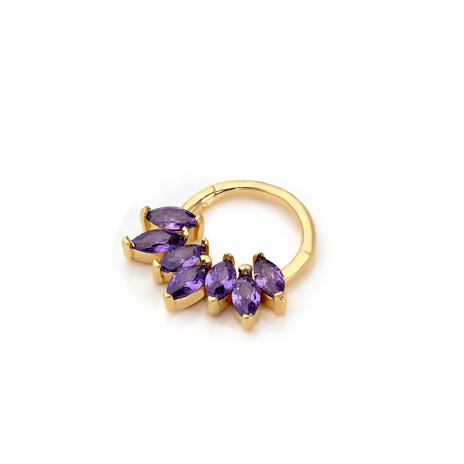 14 Carat Gold Amethyst Marquise Stone Design Helix Piercing