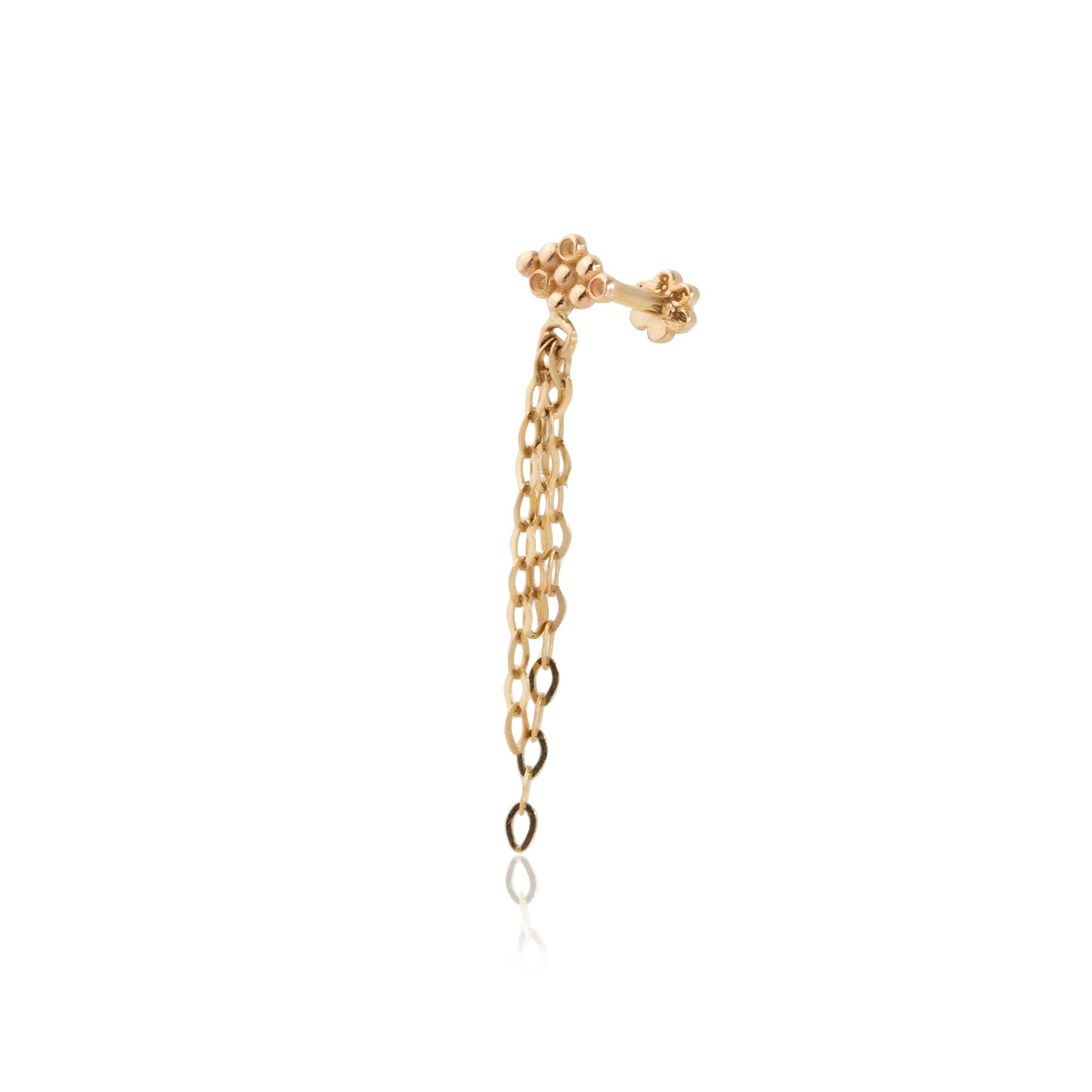 14 Carat Gold Ball Detailed Chain Piercing