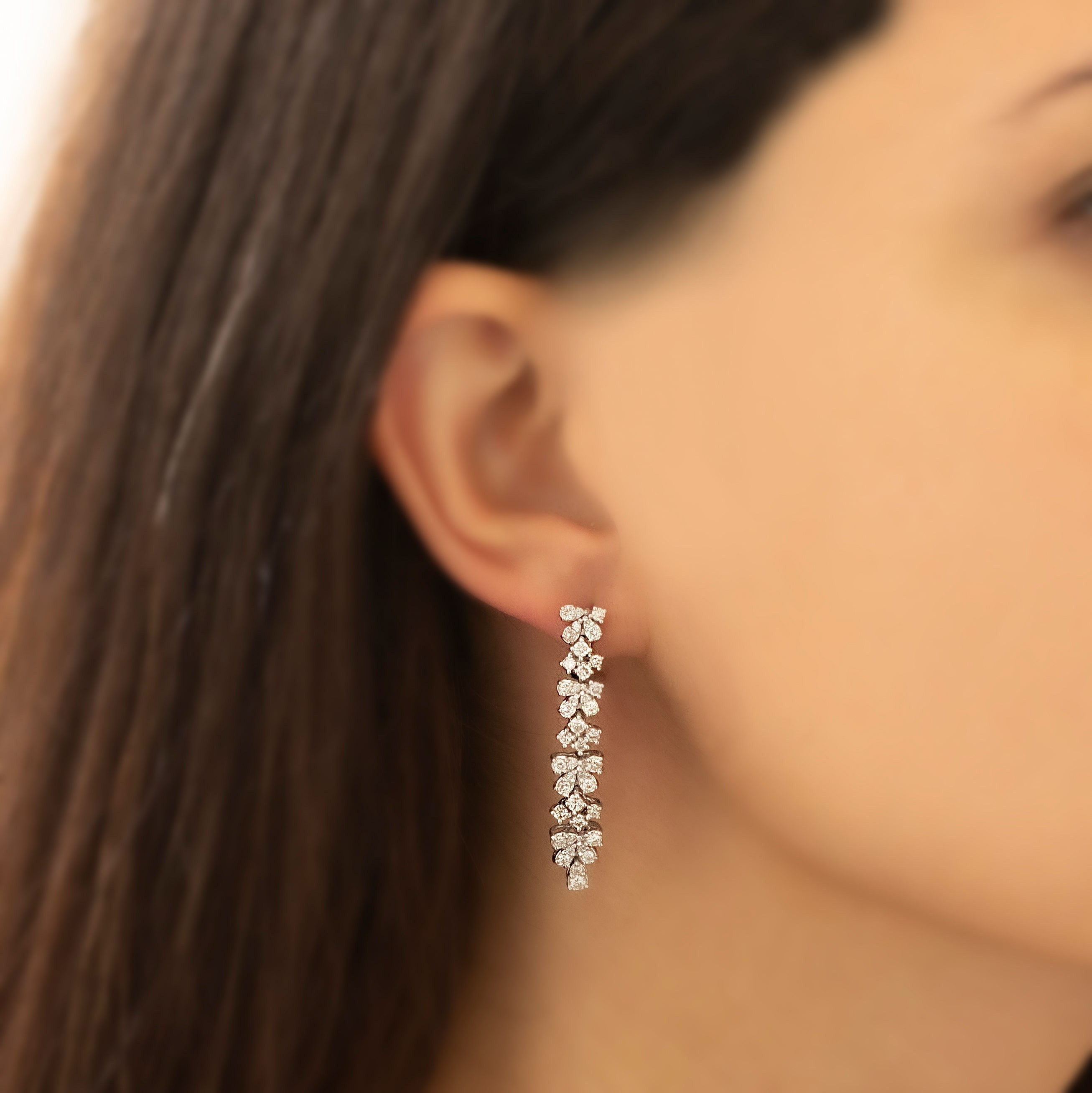 Gold Dangle Special Design Diamond Stone Earrings