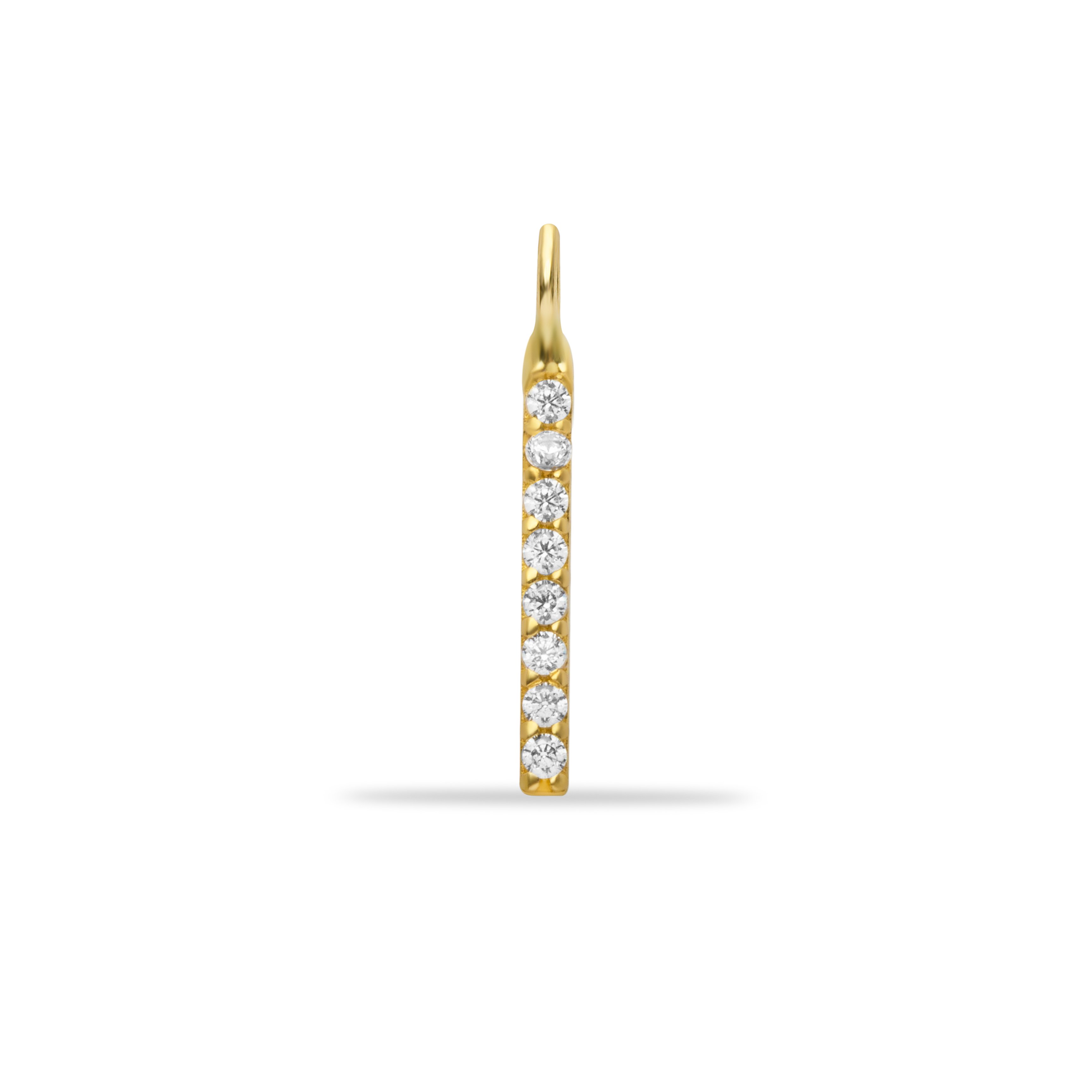 14 Carat Gold Zircon Stone Bar Pendant