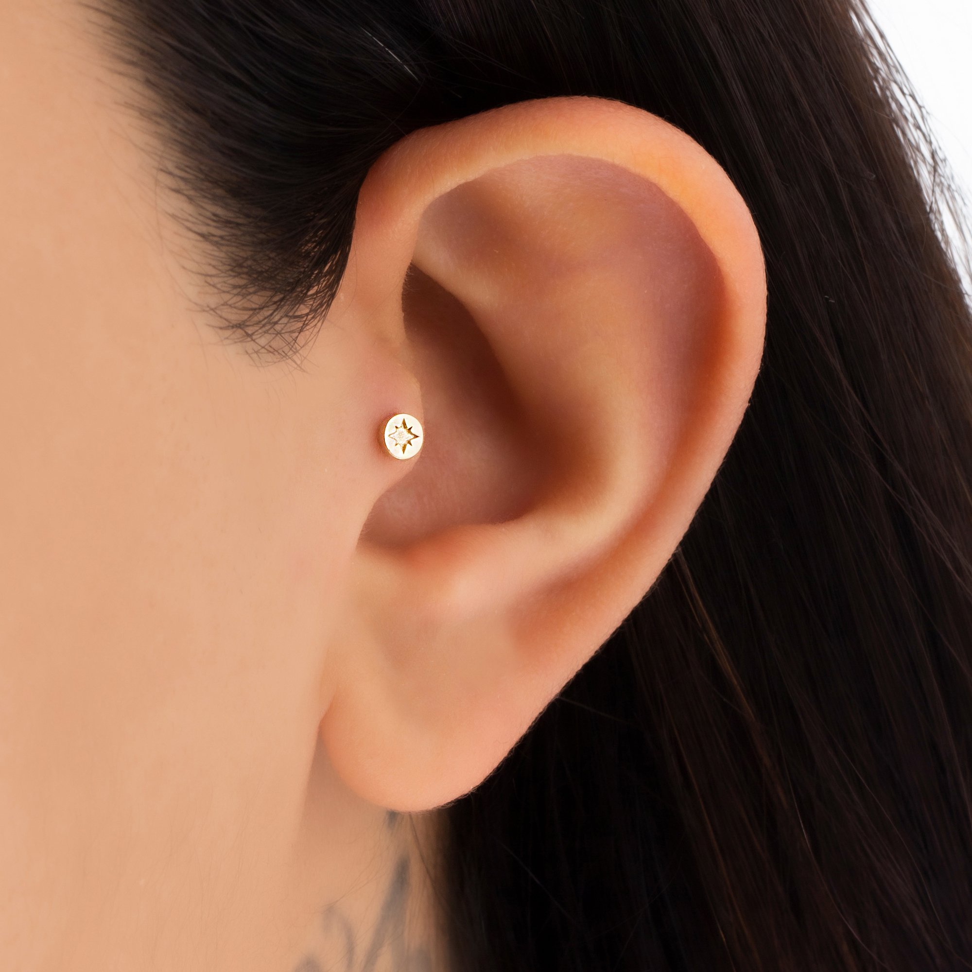 14 Carat Gold Minimal North Star Piercing