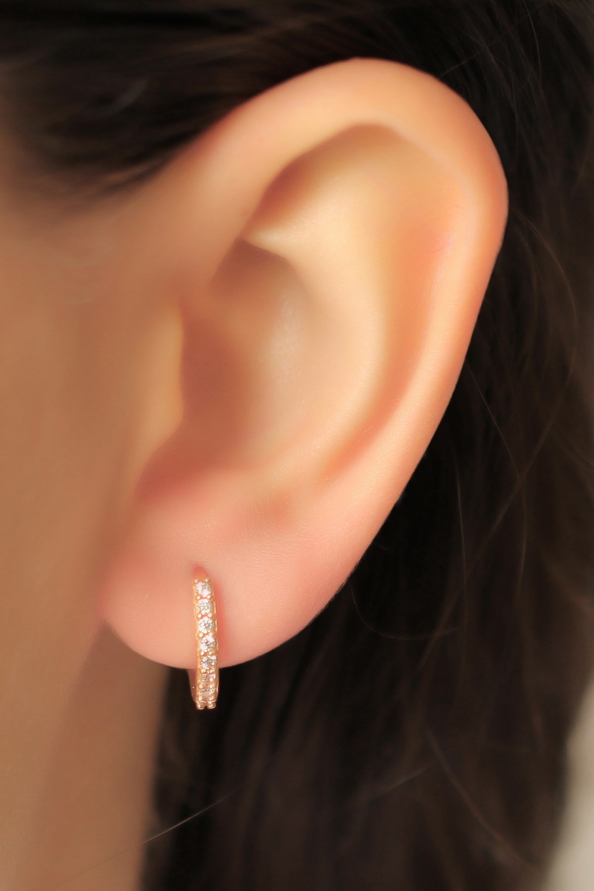 Minaliva 14 Carat Rose Gold Stone Earrings