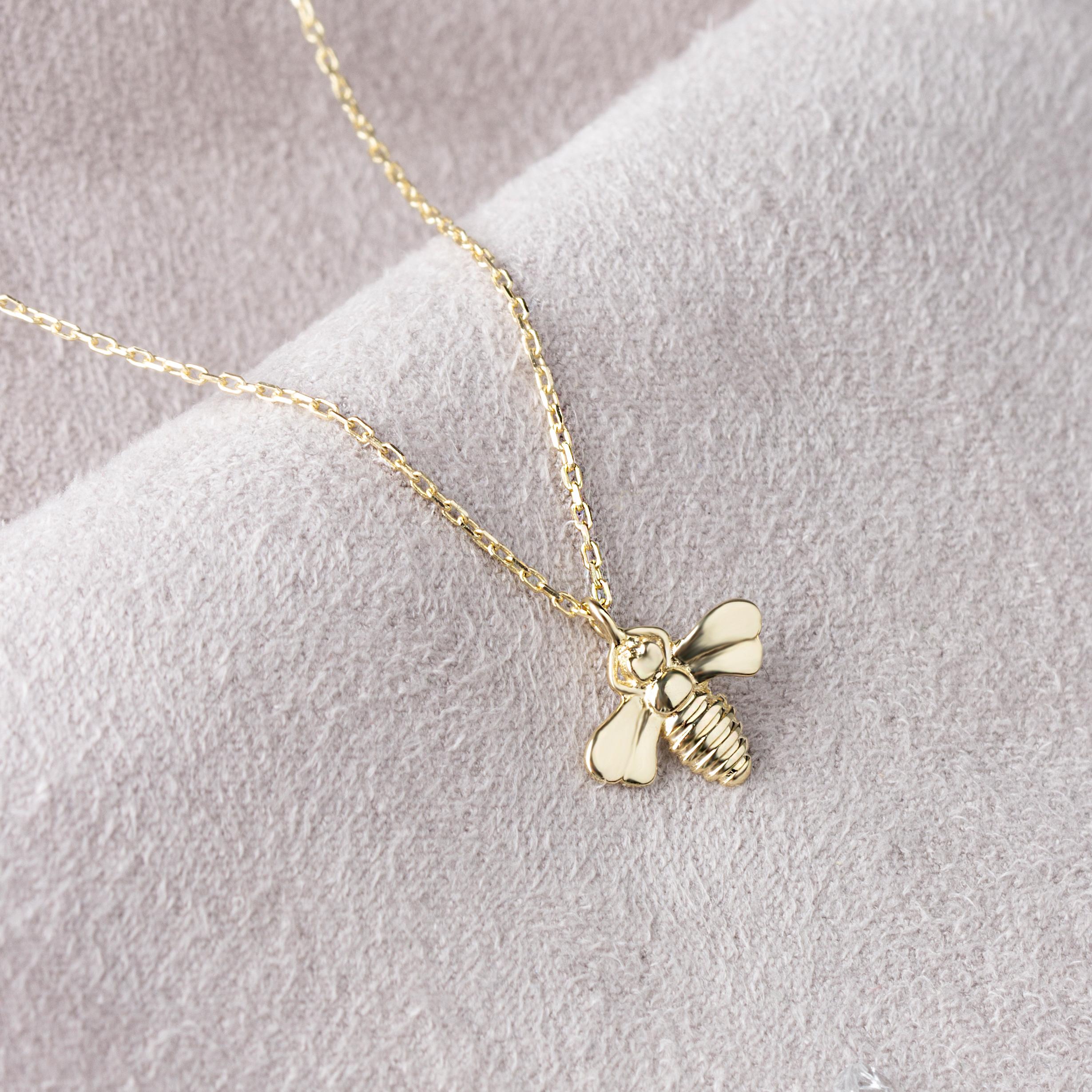 14 Carat Gold Minimal Bee Necklace