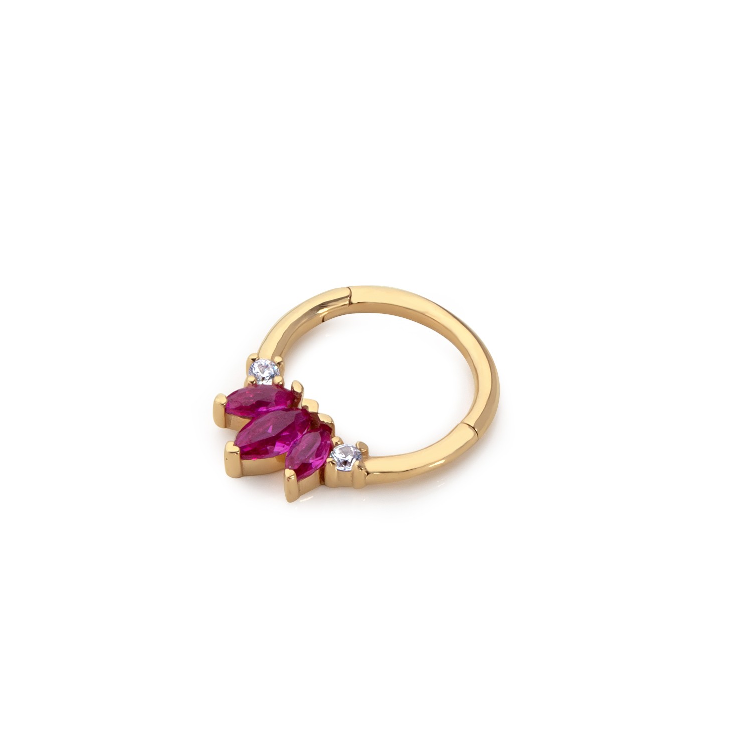 14 Carat Gold Ruby Marquise Stone Helix Piercing