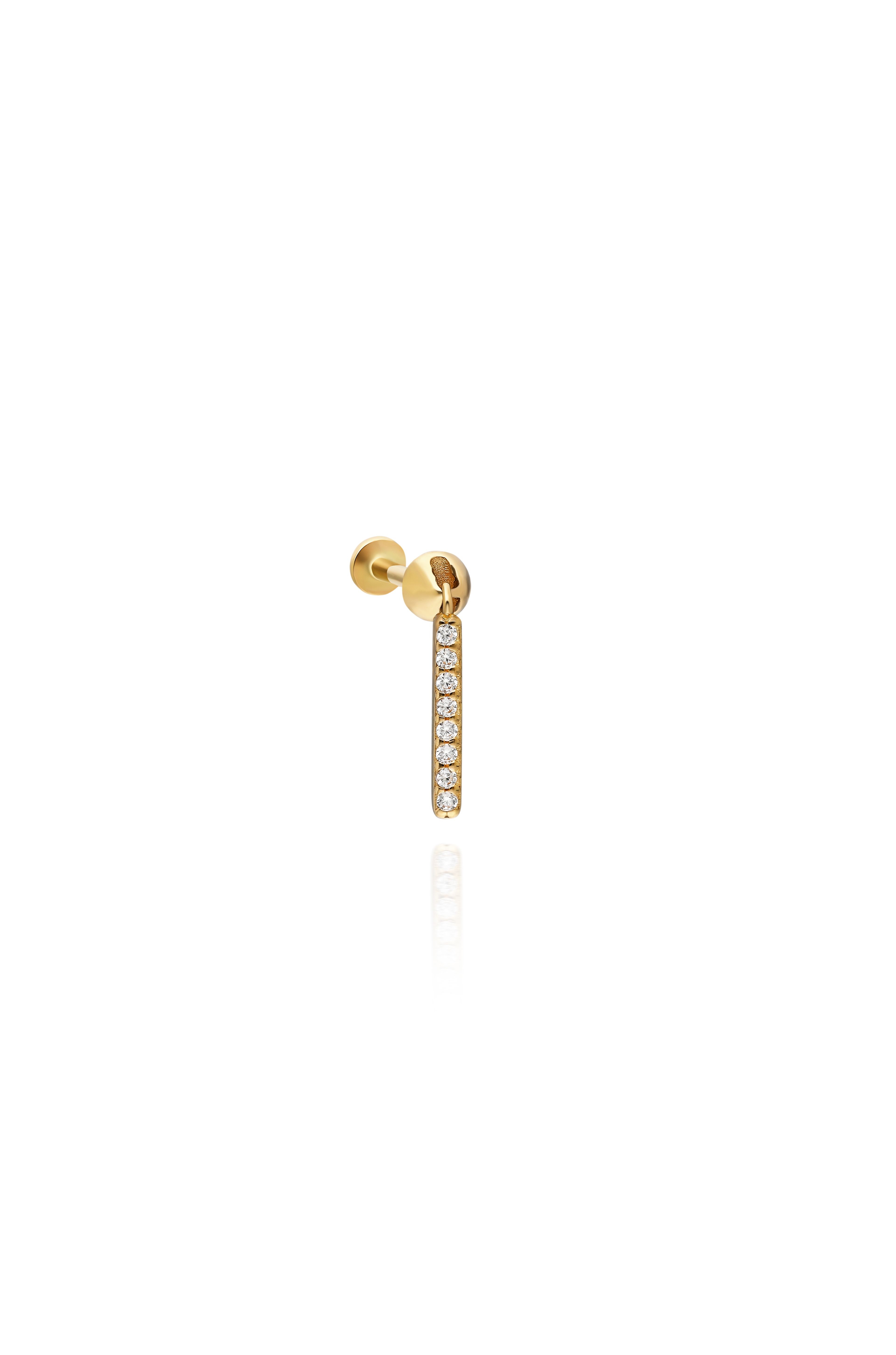 14 Carat Gold Stone Stick Pendant Ball Piercing