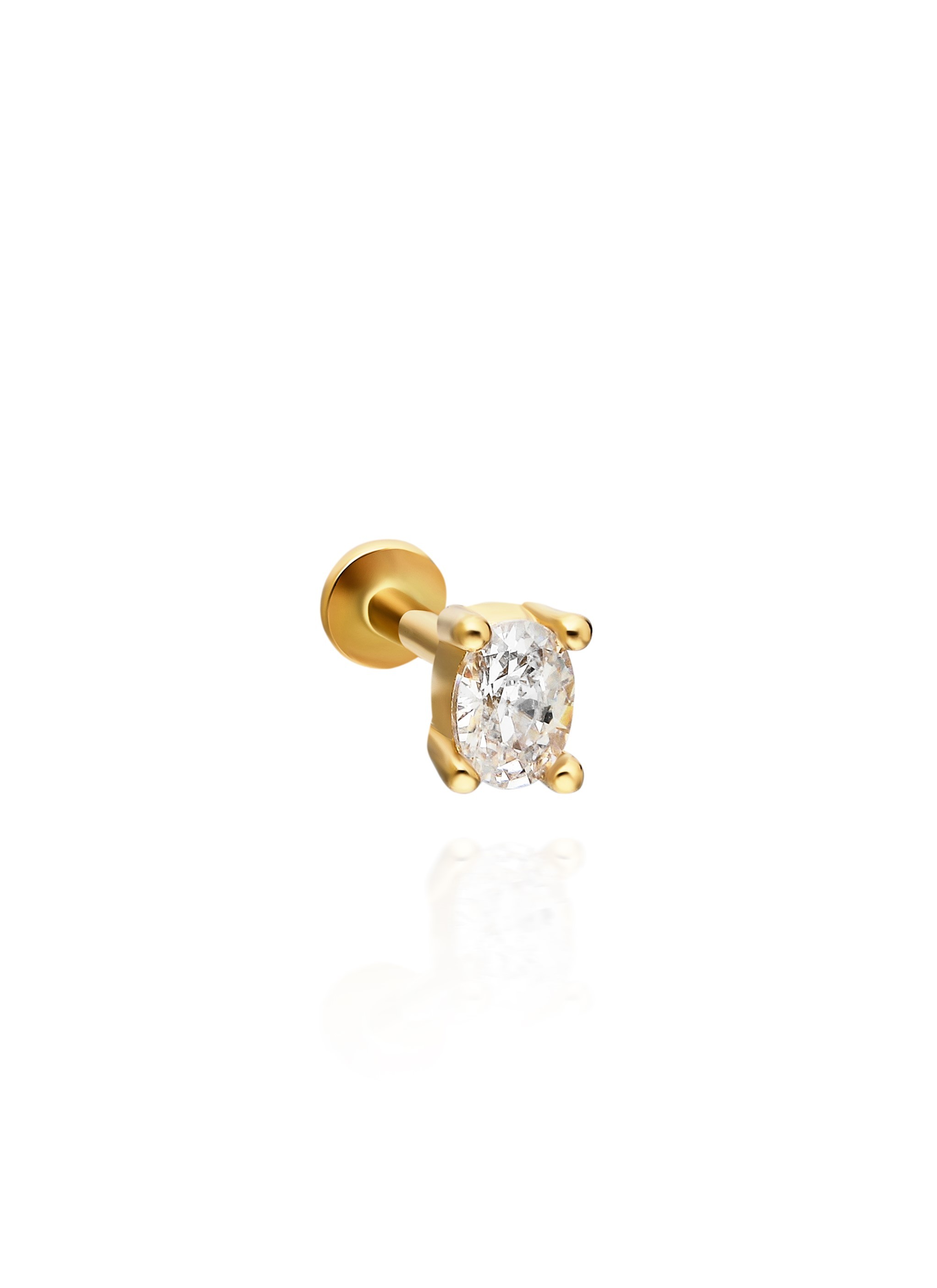 14 Carat Gold Zircon Stone Oval Piercing