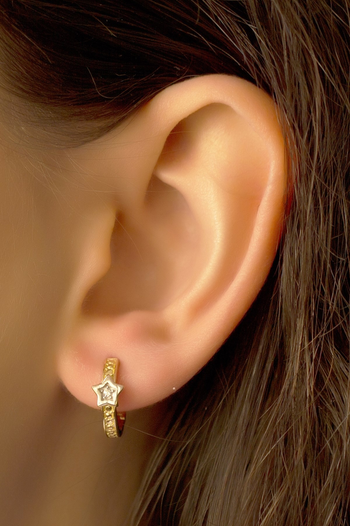 Minaliva 14 Carat Yellow Gold Star Earrings