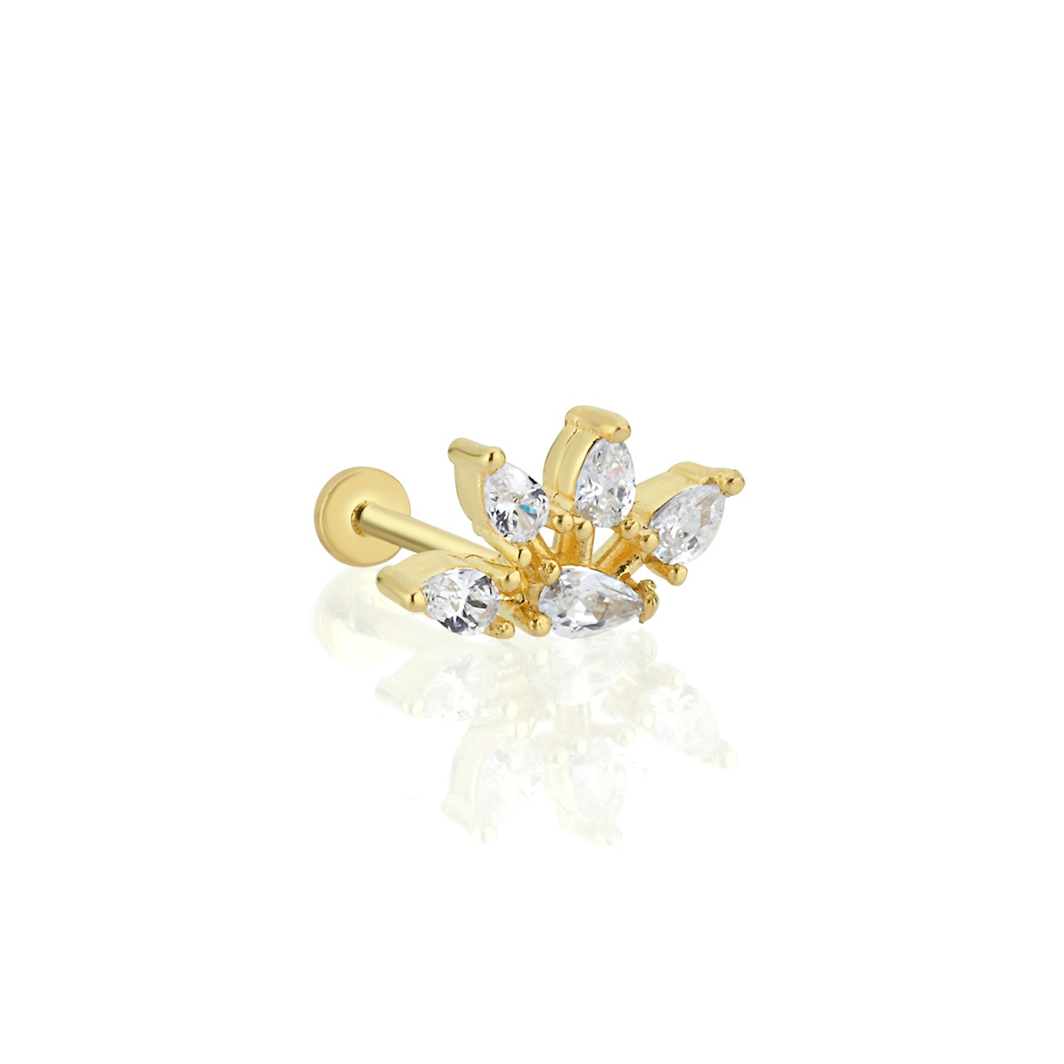 14 Carat Gold Drop Stone Crown Piercing