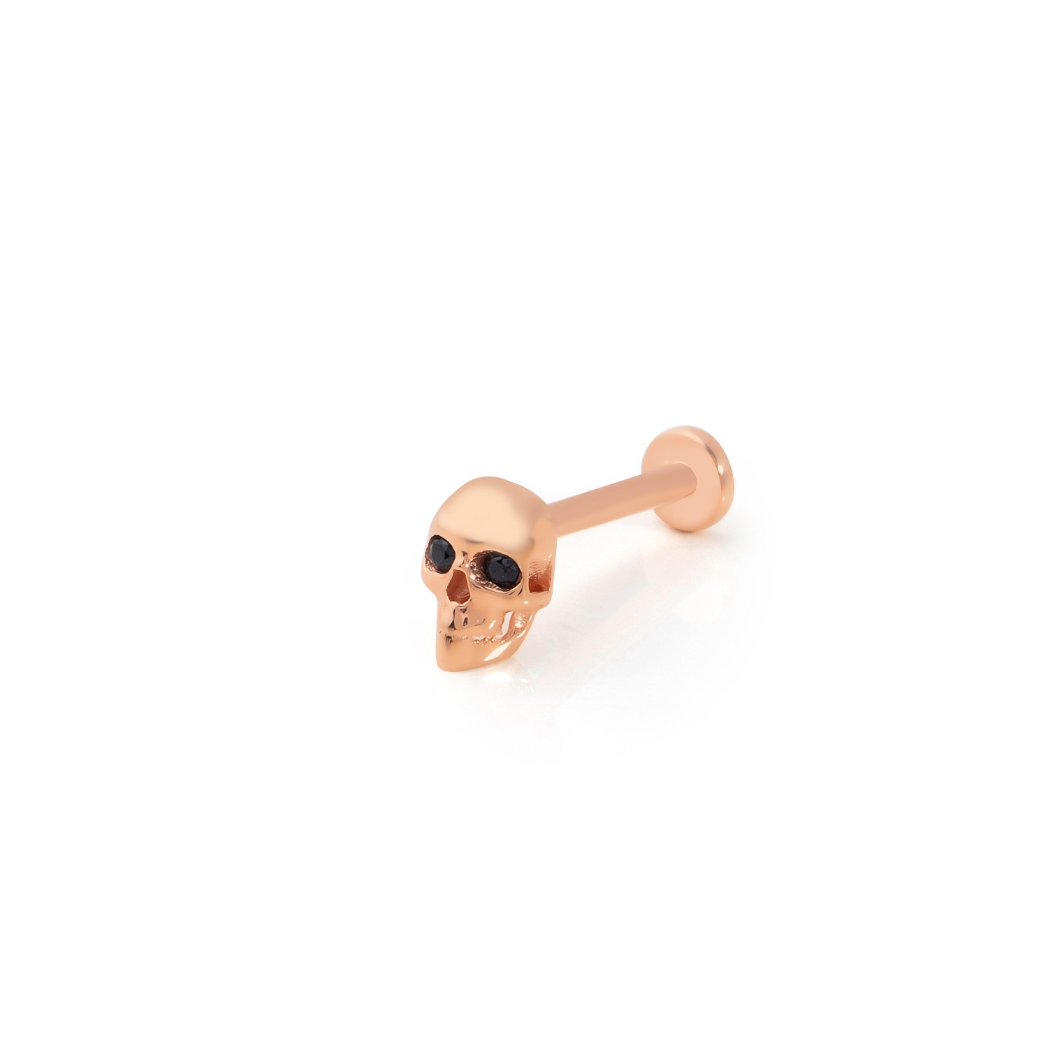 14 Carat Gold Black Stone Skull Piercing