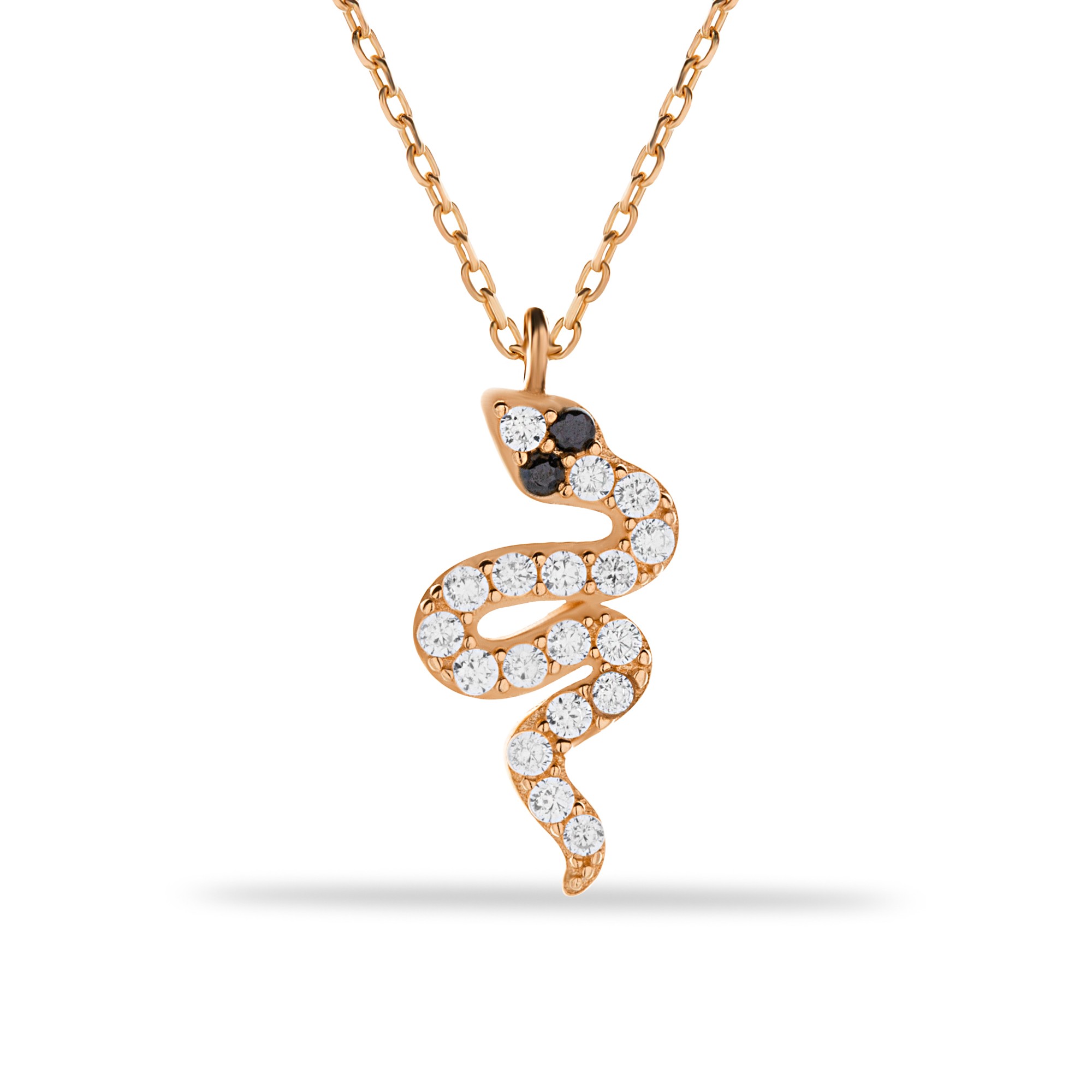 14 Carat Gold Black-Eyed Snake Necklace