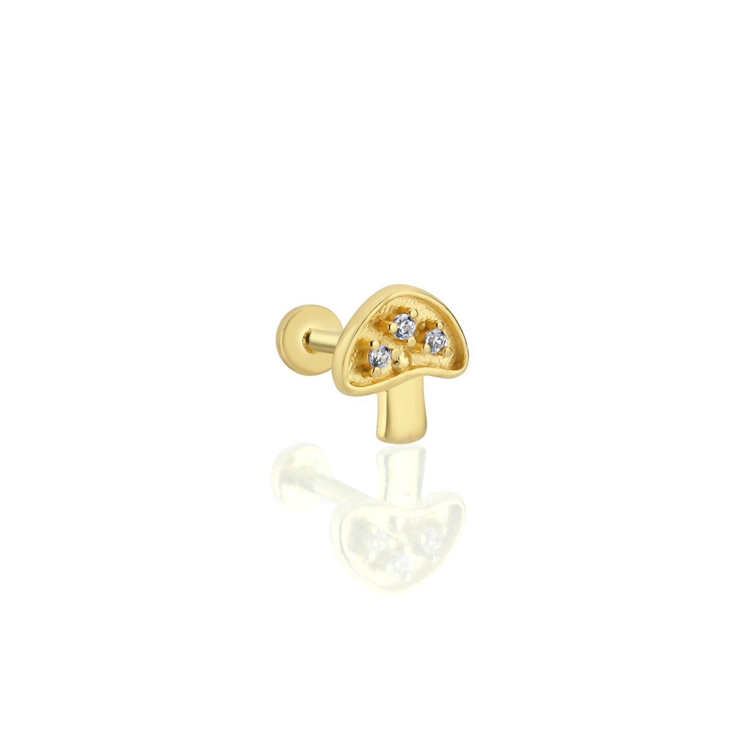 14 Carat Gold Minimal Mushroom Piercing