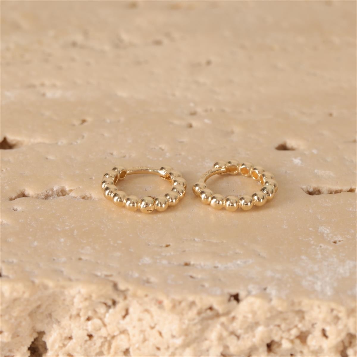 Gold Ball Hoop Earrings