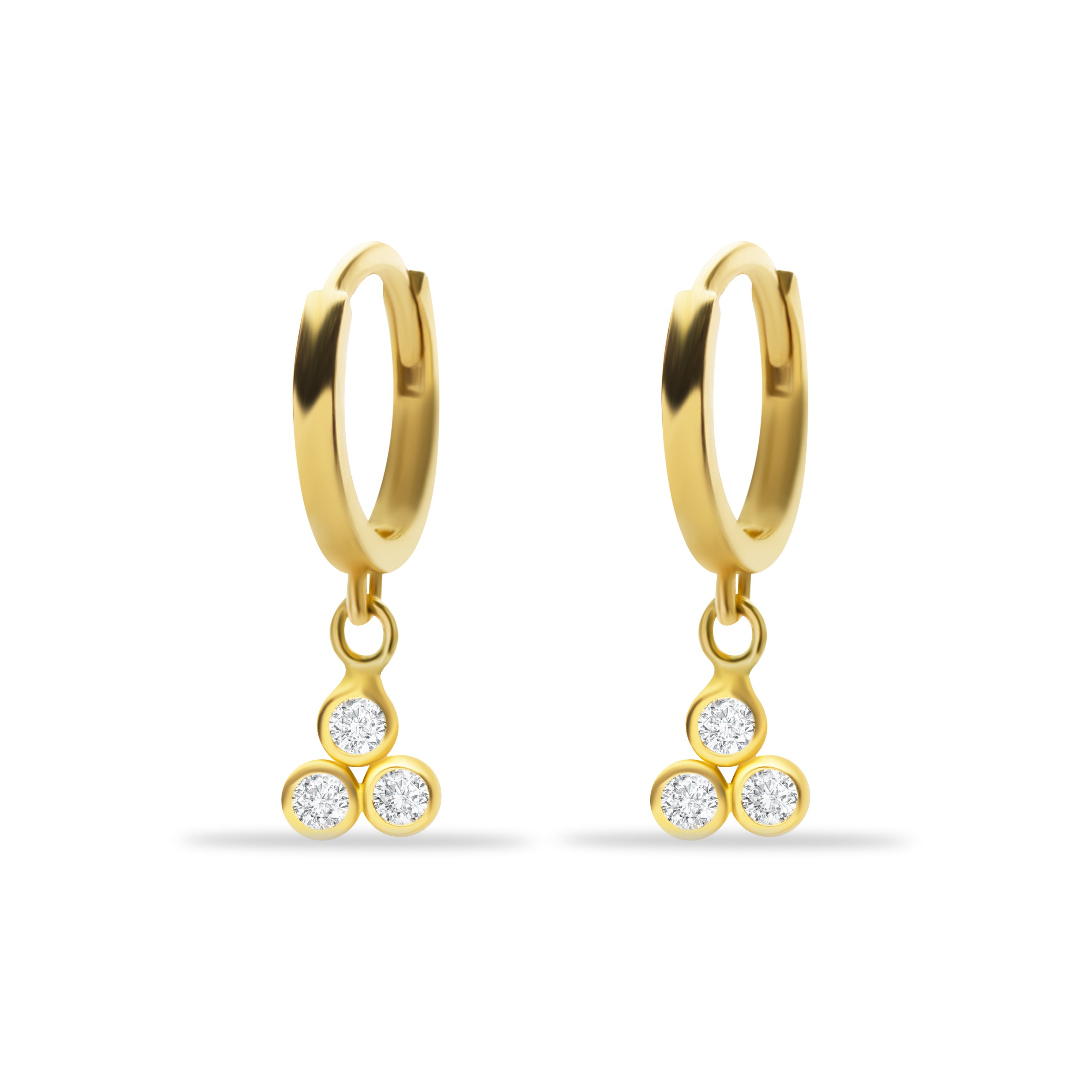 14 Carat Gold 3 Stone Pendant Earrings