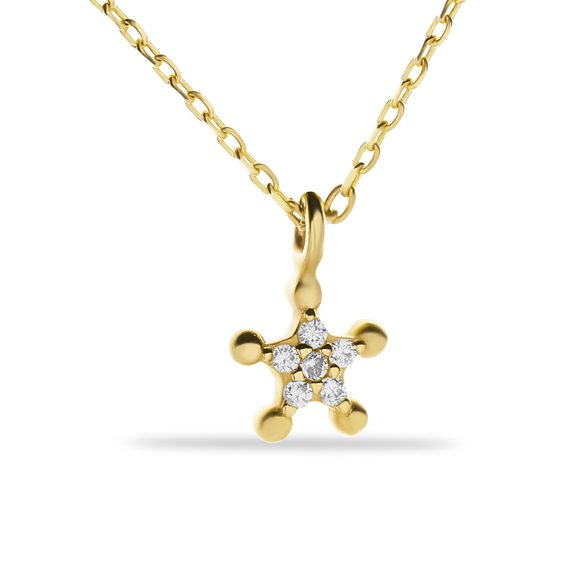 14 Carat Gold Stone Star Necklace