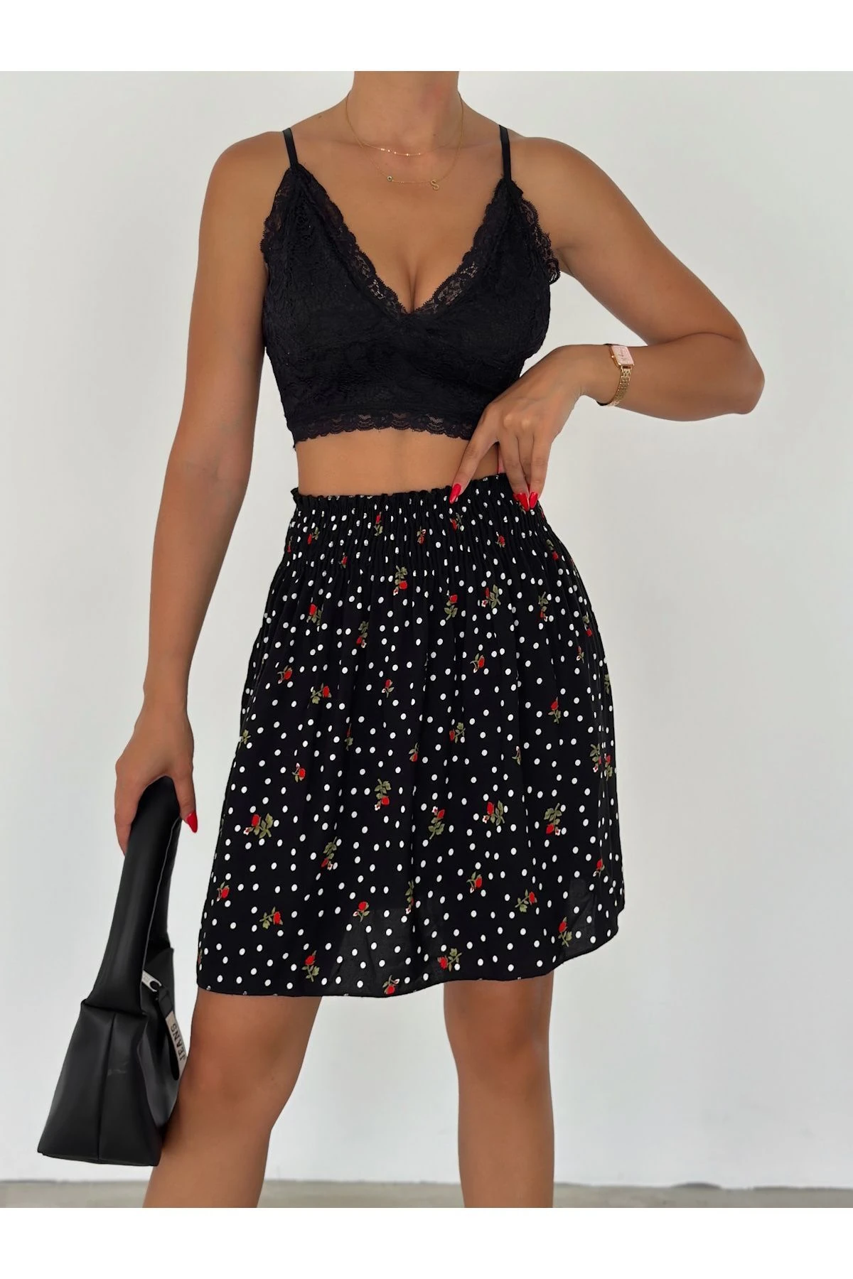 Kadın Çiçek Desenli Beli Gipeli Viskon Kumaş Standart Beden SMLXL Uyumlu Mini Etek