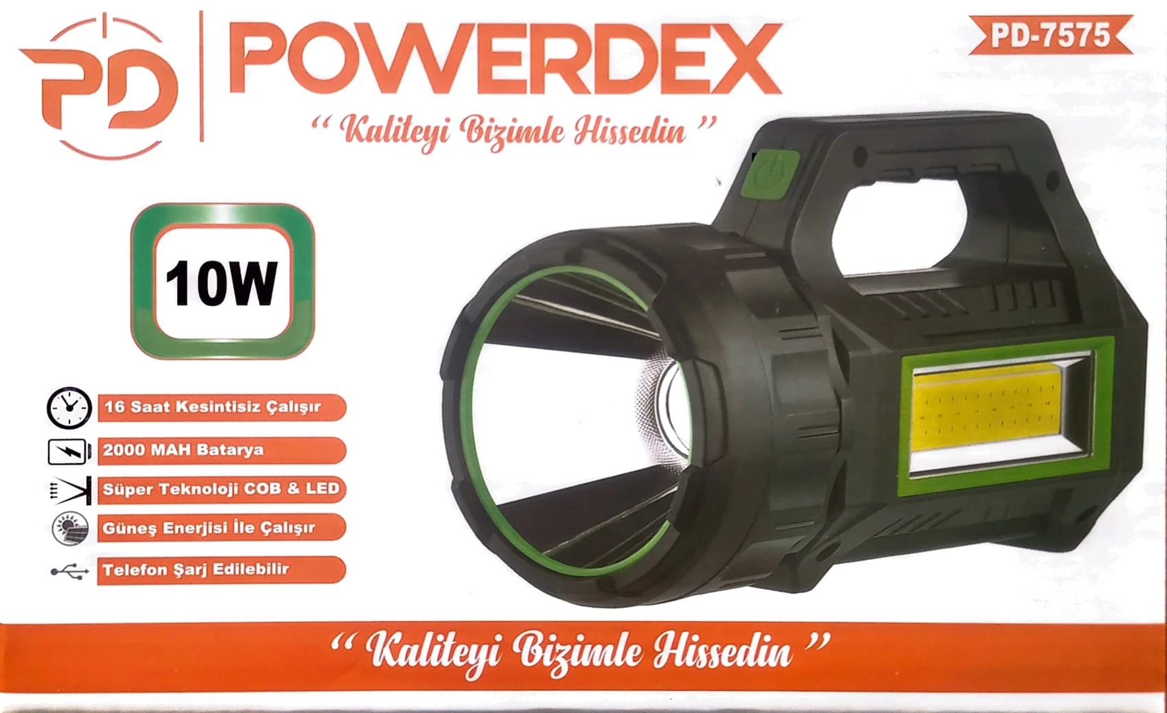 POWERDEX PD-7575 ÇOK FONKSİYONLU EL FENERİ.