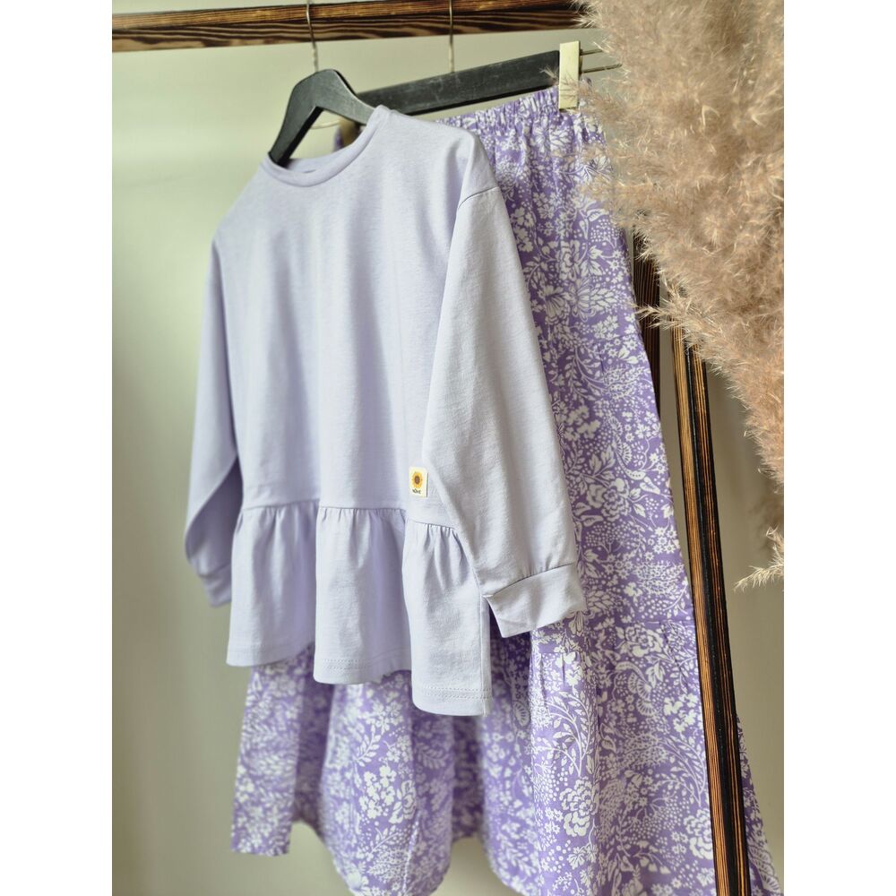 Fırfırlı Sweat Lila Etek Takım