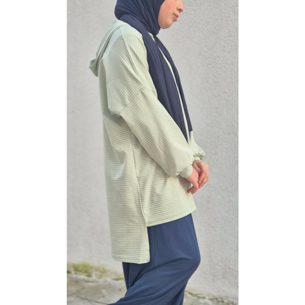 Yeşil Çizgili Sweat Tunik