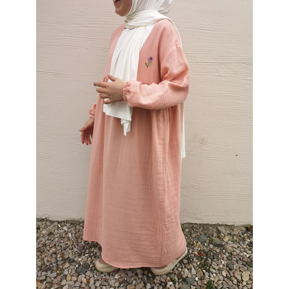 Nüve Pembe Müslin Elbise