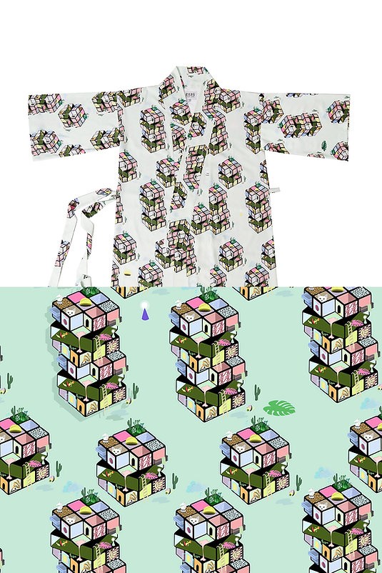Eight Date Rubic Habitat Kimono