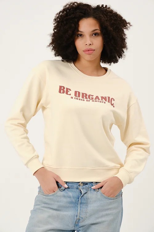 simple Qloth Be Organic Butter Sweatshirt %100 Organik Pamuk