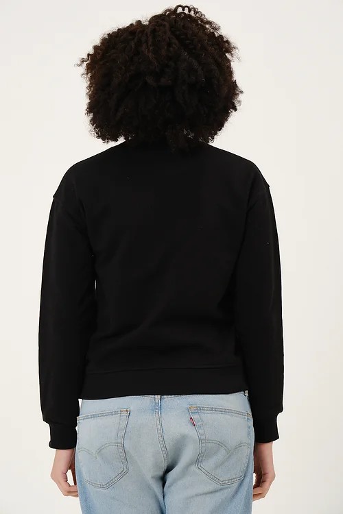 simple Qloth  Be Organic Black Sweatshirt %100 Organik Mavi