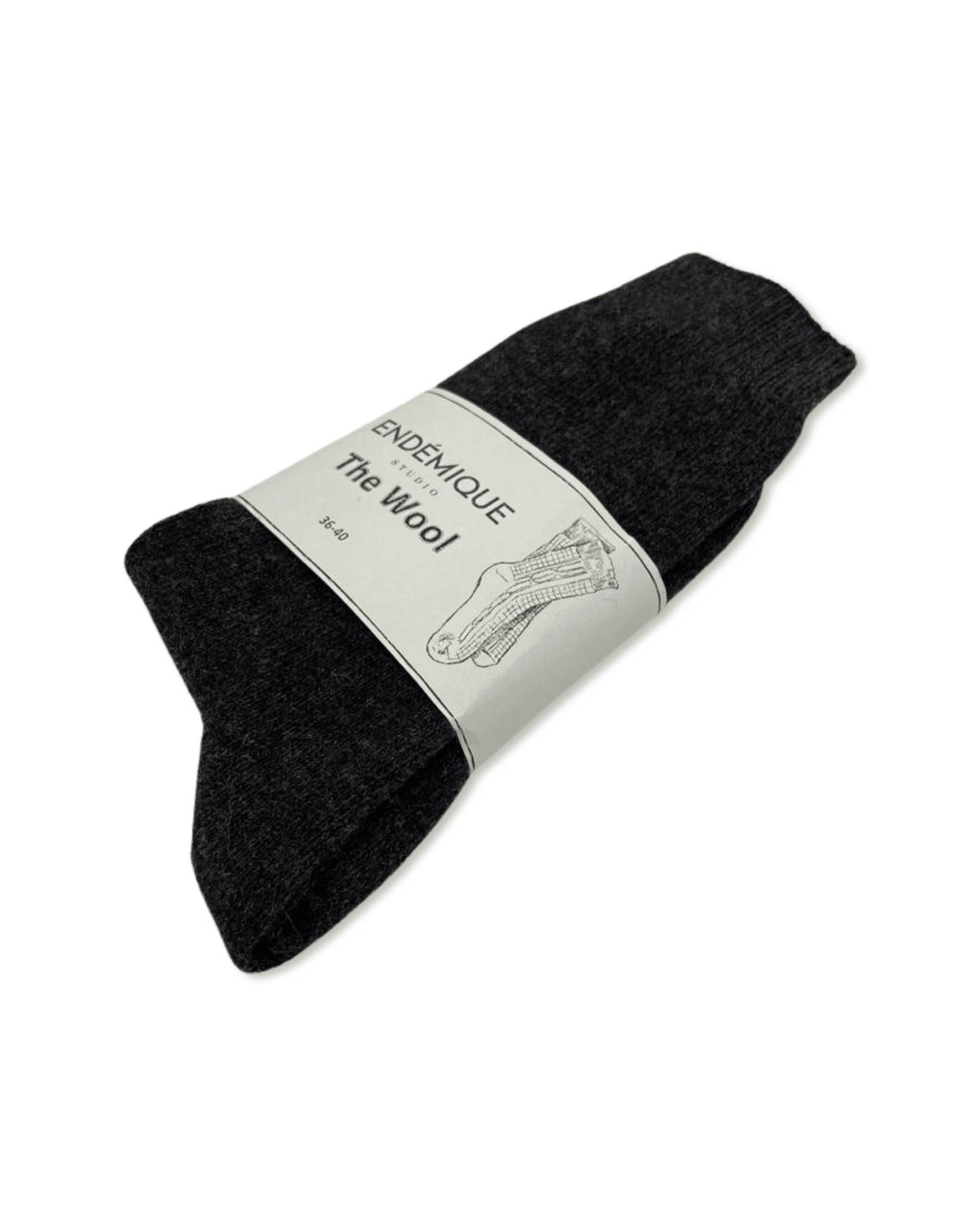 Endémique Studio The Wool Plain Charcoal-Kadın Çorap