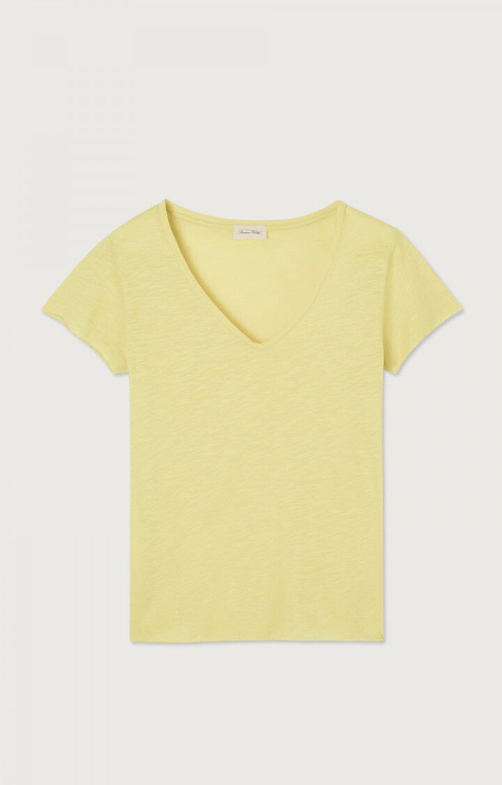 American Vintage Jacksonville Kadın Açık Sarı T-Shirt V Yaka