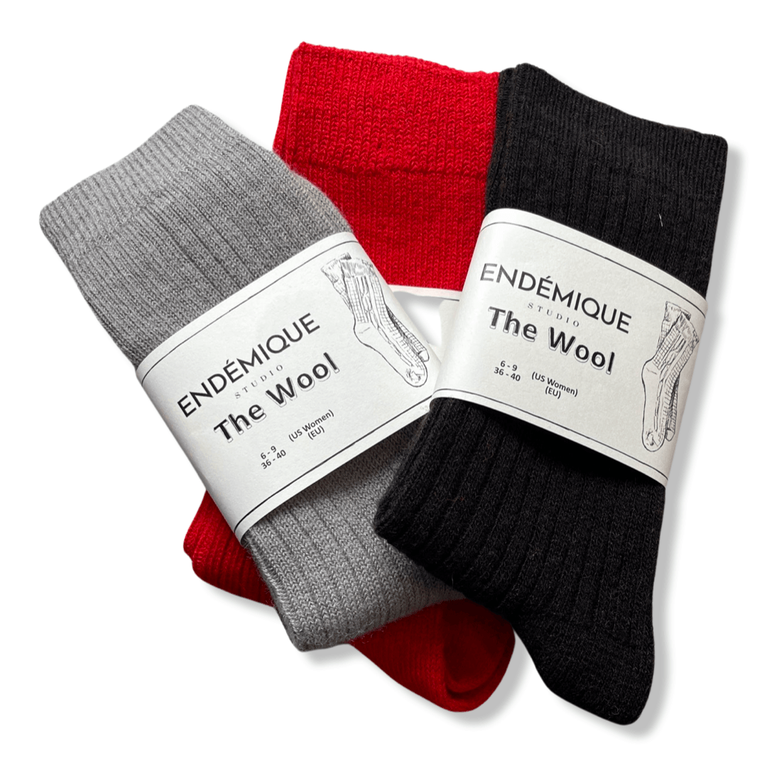 Endémique Studio The Wool Plain Pearl-Kadın Çorap