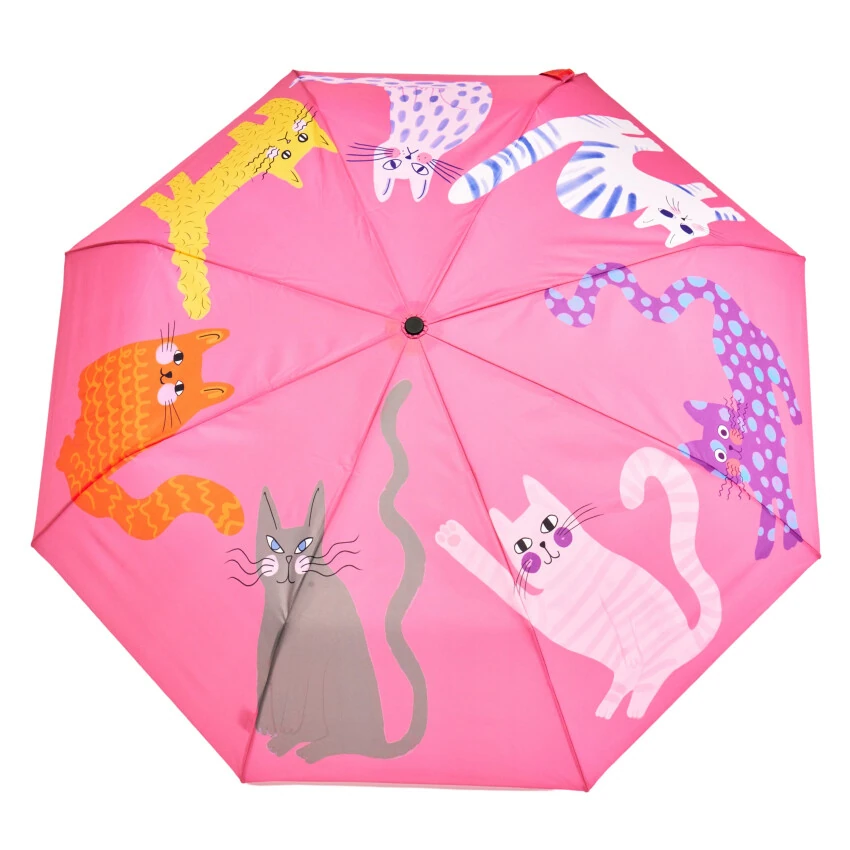 Original Duckhead Duck Kompakt Şemsiye Arty Cats Fuschia