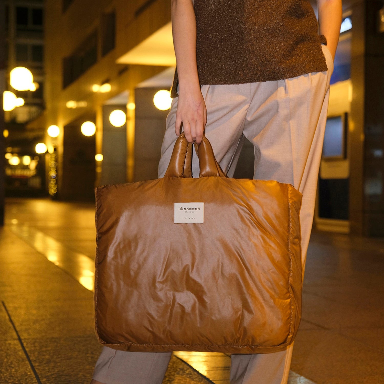 uNcommon Puffy Tote Bag Cinnamon