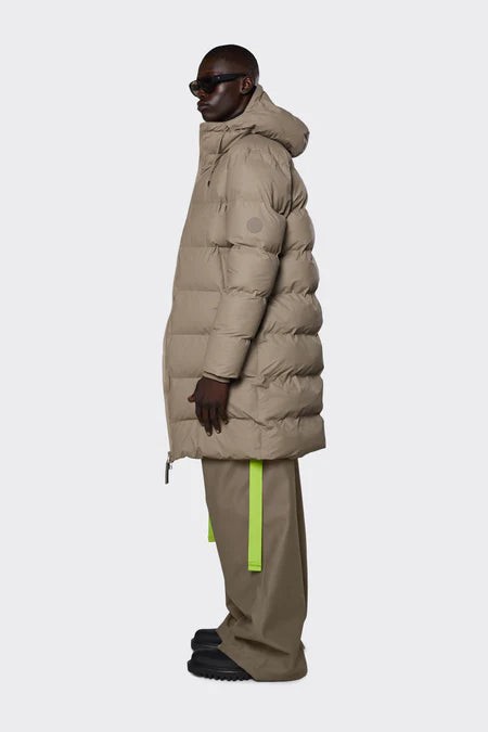 Rains Long Puffer Jacket Taupe