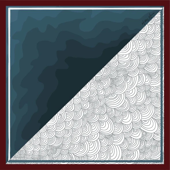 Galene Brand Blue Wave %100 Saten İpek Fular 60x60