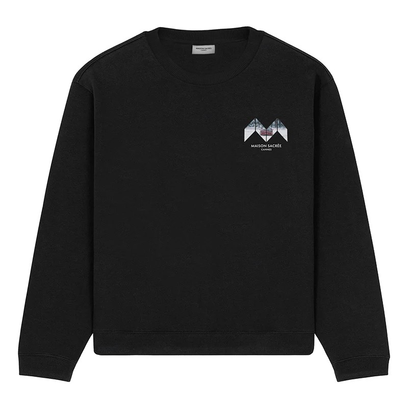 Maison Sacrée Sur La Neige Siyah Baskılı Sweatshirt